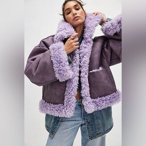 Free People Purple Kiki Sherpa Jacket